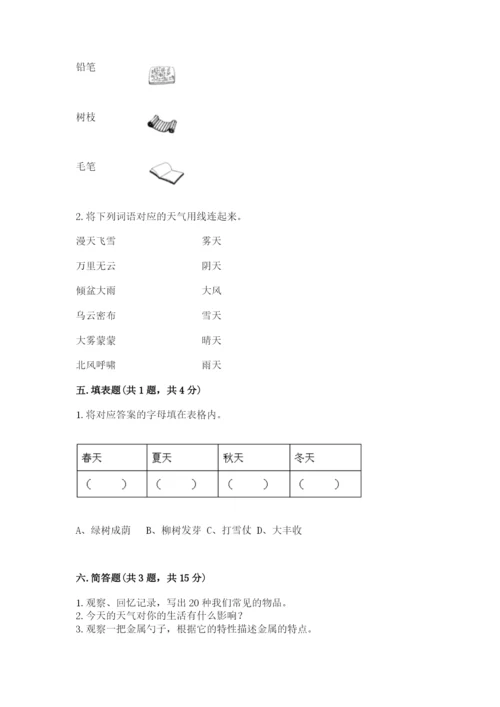 教科版小学二年级上册科学期末测试卷附答案【满分必刷】.docx