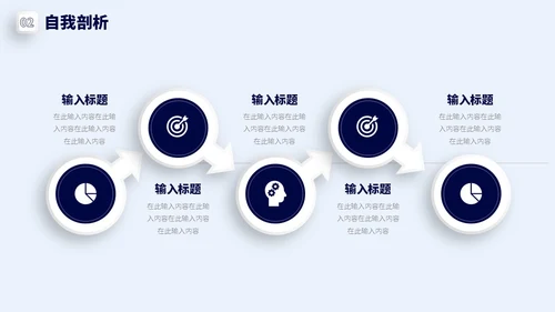 蓝色白色微粒体简约风瀑布流IT述职报告PPT模板