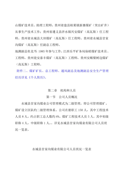 甘家沟瓦斯防治能力评估具体申请报告.docx