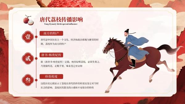 红色系长安的荔枝教学课件读书分享通用PPT模板