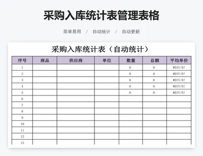 采购入库统计表管理表格