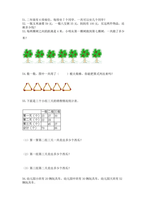 二年级上册数学应用题100道【模拟题】.docx