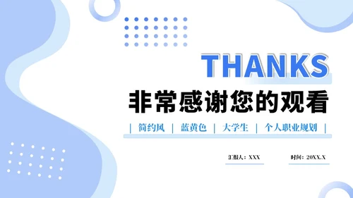 蓝色大学生职业生涯规划PPT模板