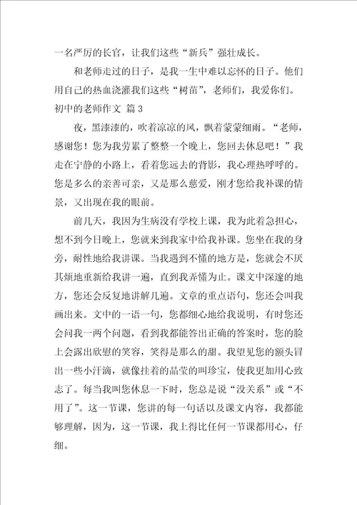 2022初中的老师作文5篇