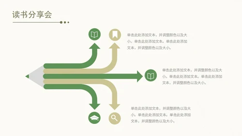 绿色小清新卡通植物花卉读书分享会主题活动PPT模板