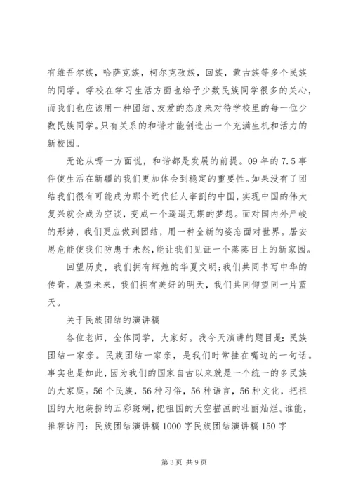 关于民族团结的演讲稿精选.docx