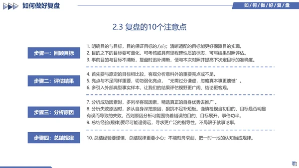 蓝色简约几何图形如何做好复盘工作培训PPT