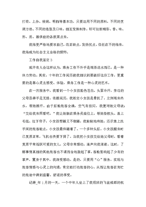 工作自我鉴定合集五篇范文