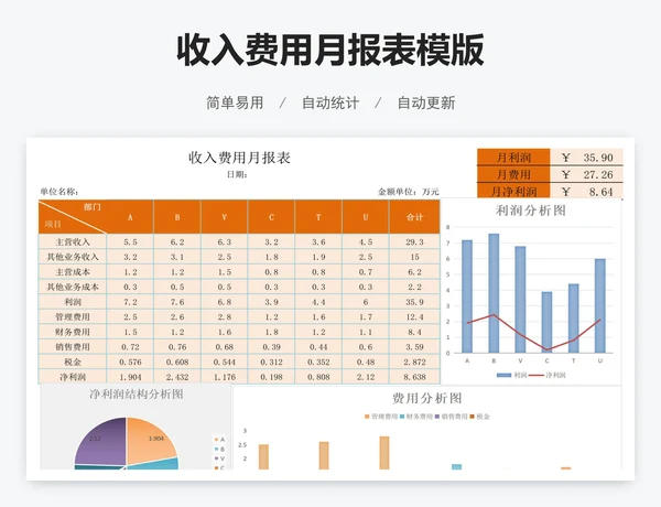 收入费用月报表模版
