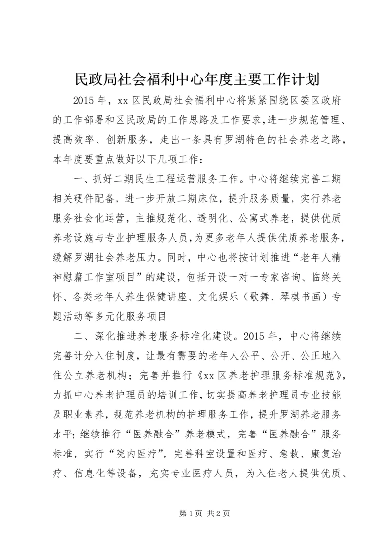 民政局社会福利中心年度主要工作计划.docx