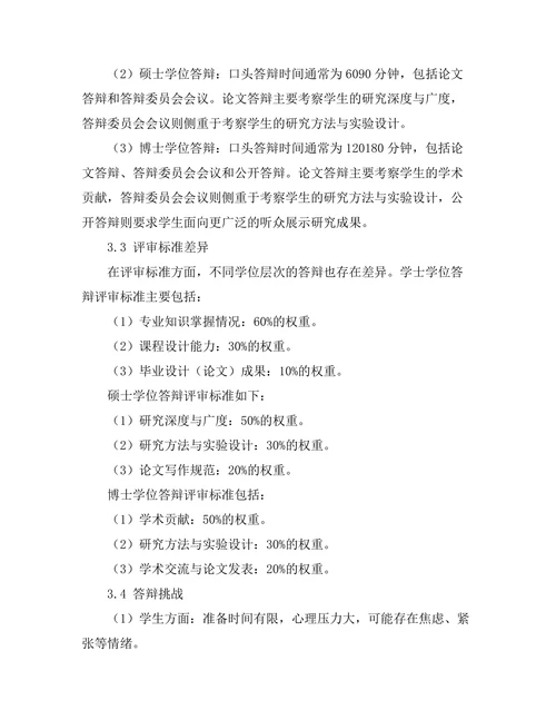 不同学位层次答辩的特点与挑战