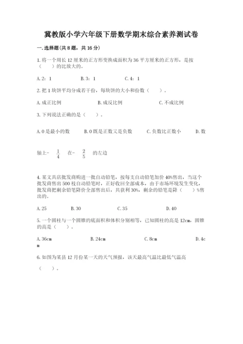 冀教版小学六年级下册数学期末综合素养测试卷附答案（夺分金卷）.docx