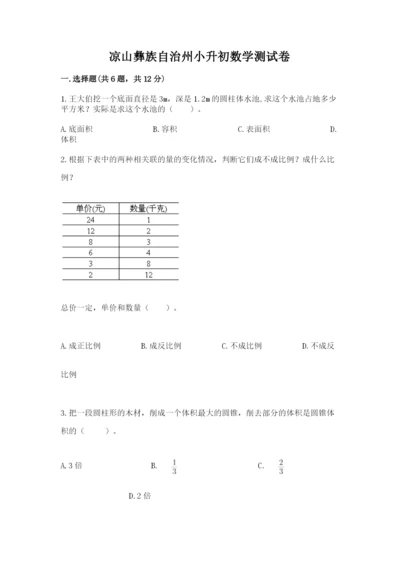 凉山彝族自治州小升初数学测试卷及完整答案.docx