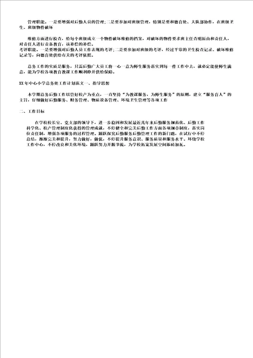 中心小学总务处工作计划