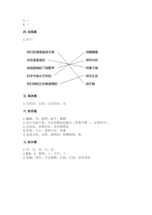 教科版一年级下册科学期末测试卷及参考答案.docx