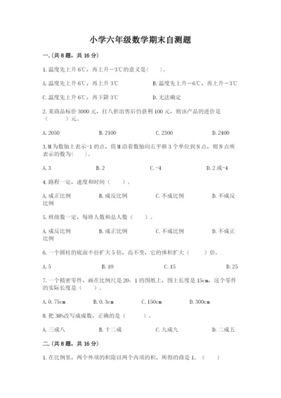 小学六年级数学期末自测题附答案（综合题）.docx