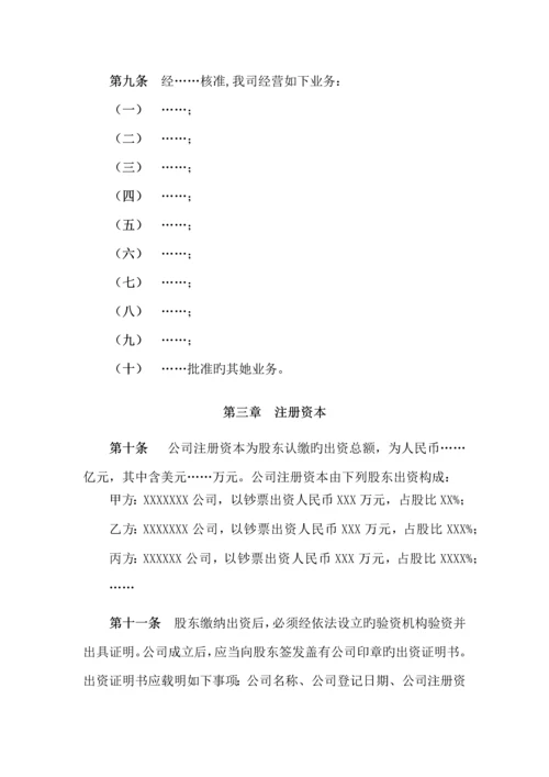 控股子公司公司综合章程模板.docx