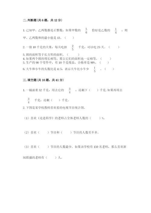 2022年人教版六年级上册数学期末测试卷可打印.docx