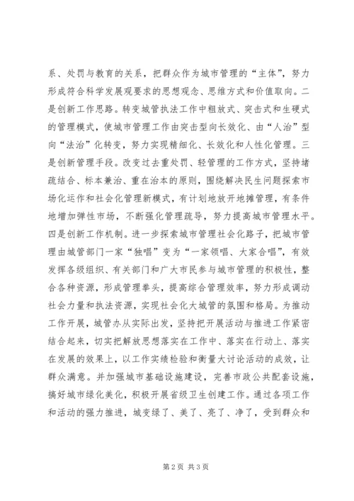 城管执法创新心得感想.docx