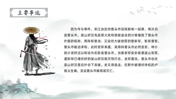古风水彩水墨水浒传宋江PPT读书分享