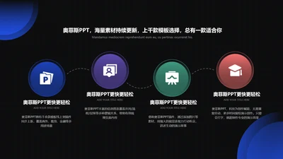 黑色科技风并列关系4项PPT单页