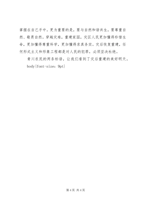 学习抗震救灾精神心得体会：两条标语凝聚一种精神.docx