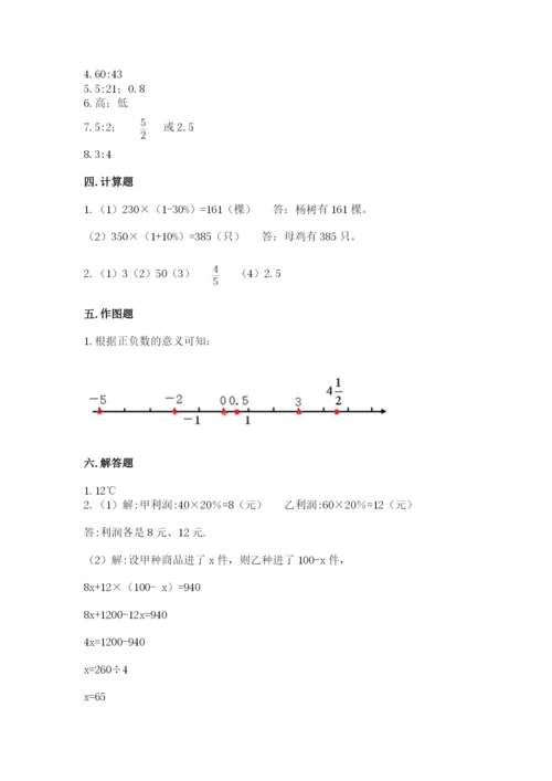 温州市瓯海区六年级下册数学期末测试卷完美版.docx