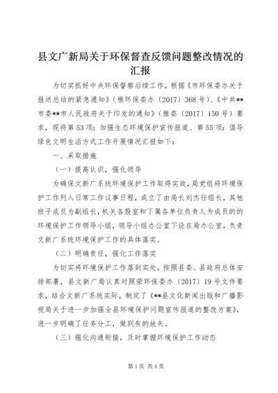 县文广新局关于环保督查反馈问题整改情况的汇报.docx