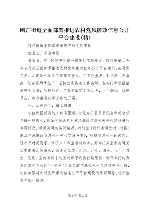 鸥汀街道全面部署推进农村党风廉政信息公开平台建设(精).docx