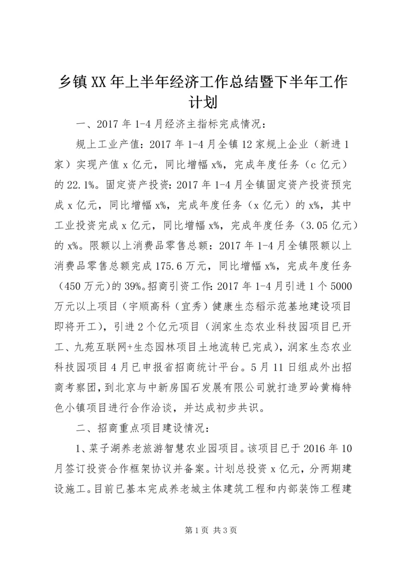 乡镇某年上半年经济工作总结暨下半年工作计划.docx