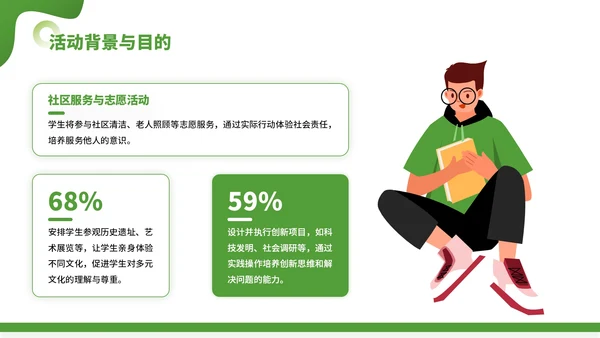 绿色插画风暑假活动PPT模板