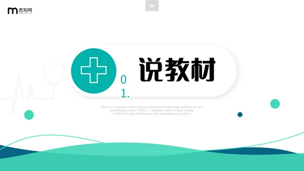 简约风双色流体形状线条护理行业教师说课PPT