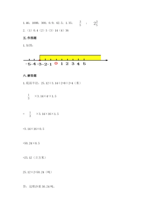 冀教版小学六年级下册数学期末综合素养测试卷（考试直接用）.docx