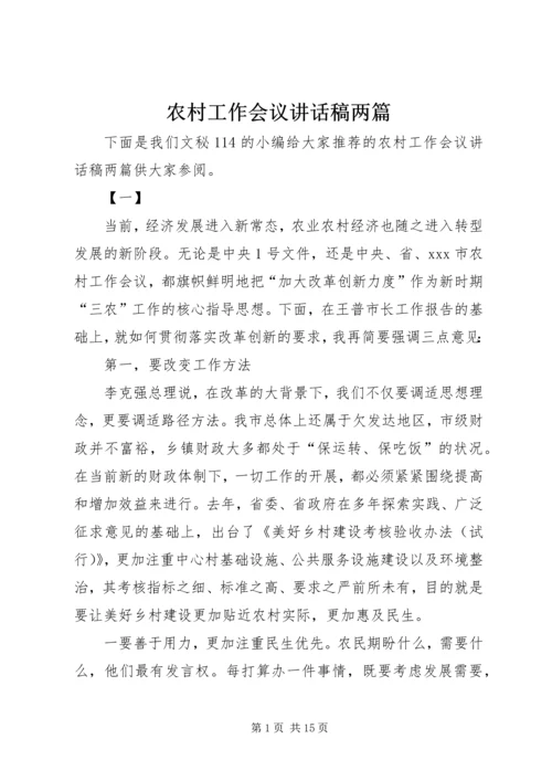 农村工作会议讲话稿两篇.docx
