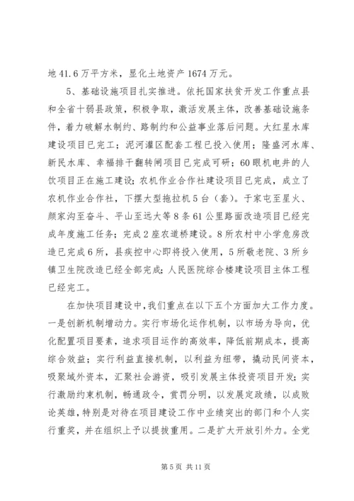 县项目建设情况座谈会议提纲汇报材料.docx