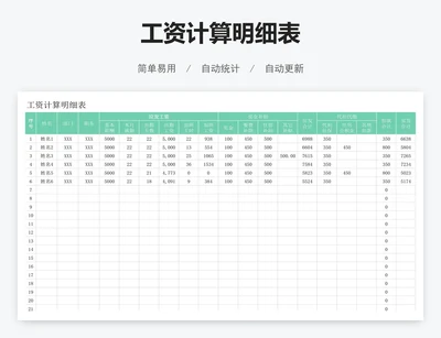 工资计算明细表