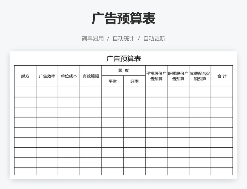 广告预算表