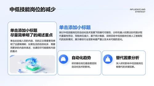 蓝色科技风人工智能对就业市场的影响与策略PPT模板