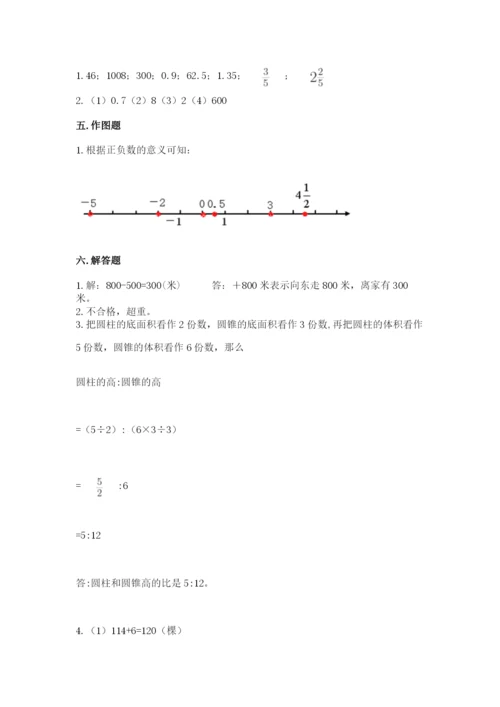 六年级下册数学期末测试卷及参考答案（最新）.docx