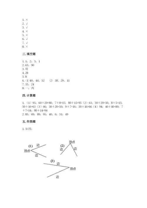 小学二年级上册数学期中测试卷精品（名校卷）.docx