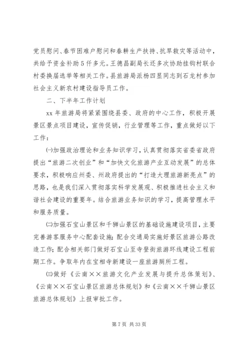 旅游事业局XX年上半年工作总结及下半年工作计划.docx