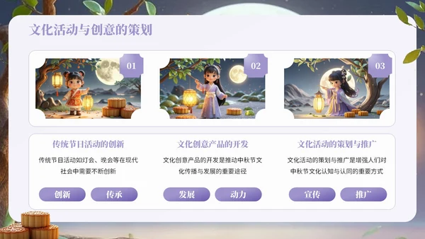 紫色中国风中秋节相关知识科普PPT模板
