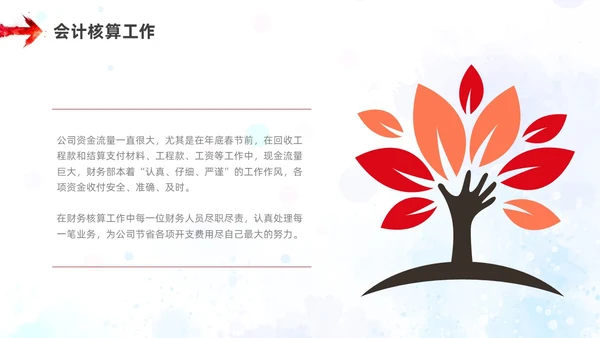 红色橙色水彩风财务年终工作总结ppt模板年终总结