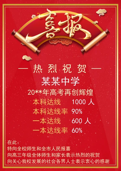 高中高考学校宣传喜报