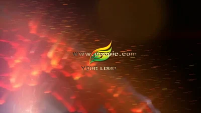 震撼星球碰撞火焰企业logo片头PPT