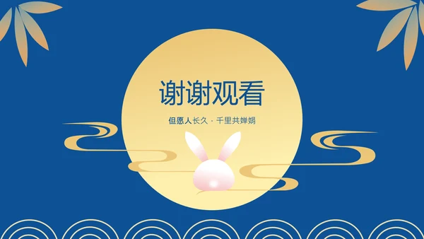 黄蓝色扁平插画风中秋节游园主题策划方案PPT模板