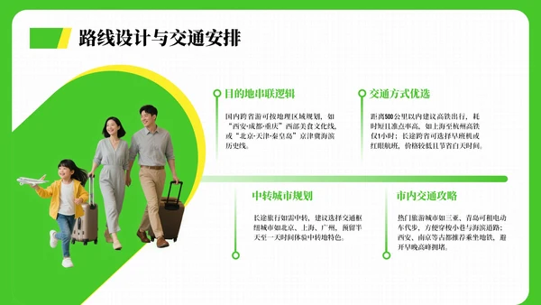 绿色清新风暑假旅游全攻略PPT模板