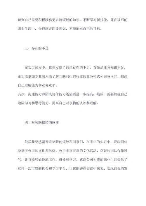 智联招聘实习个人总结