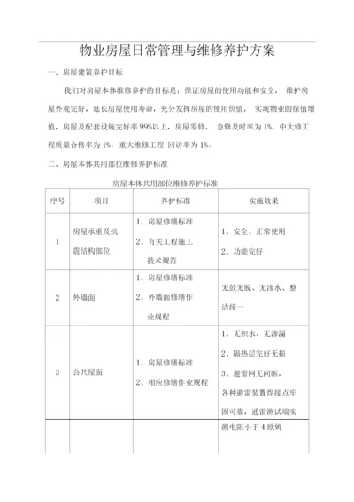 物业房屋日常管理与维修养护方案.docx