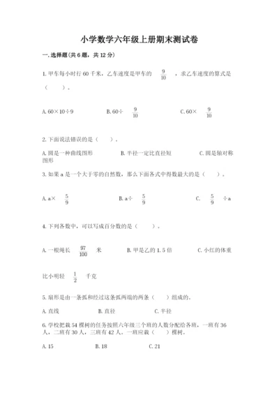 小学数学六年级上册期末测试卷a4版可打印.docx
